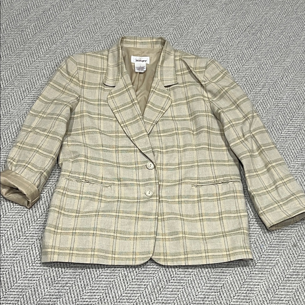 Worthington Vintage Women's Tan Plaid Blazer/Jacket